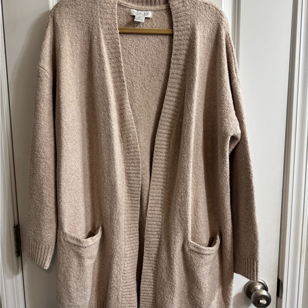 Rachel Zoe Tan Open-Front Cardigan